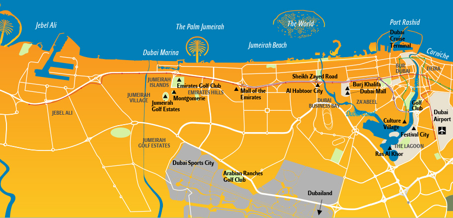 Dubai Karte, Stadtplan mit Sehenswürdigkeiten